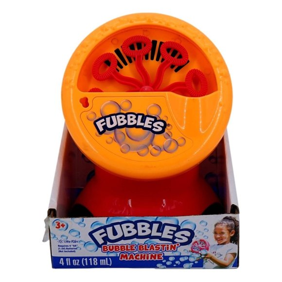 Little Kids Fubbles Bubble Blastin' Machine Blows Streams Of Bubbles Orange New - Picture 1 of 8